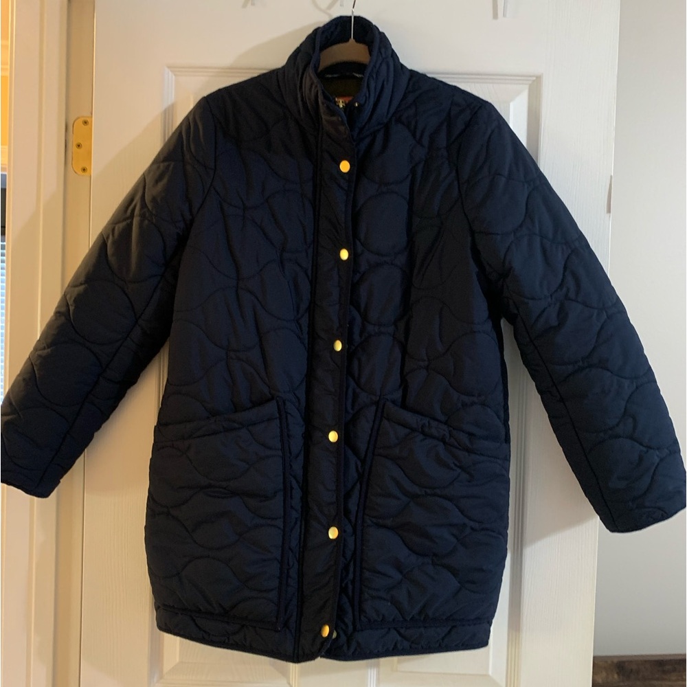 J. Crew Navy Quilted Cocoon Puffer Jacket With Pr… - image 5